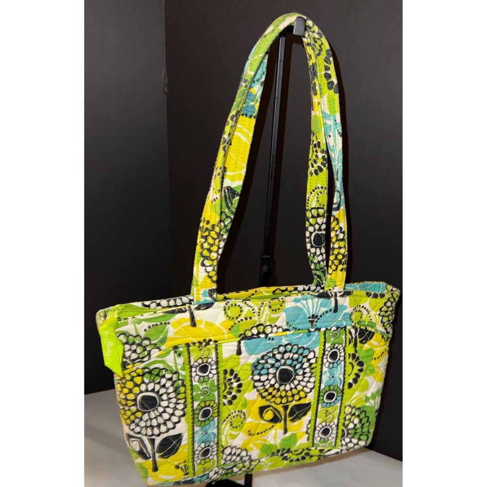 Vera Bradley Tote Bag Womens Small Green Limes Up Floral Quilted Vintage